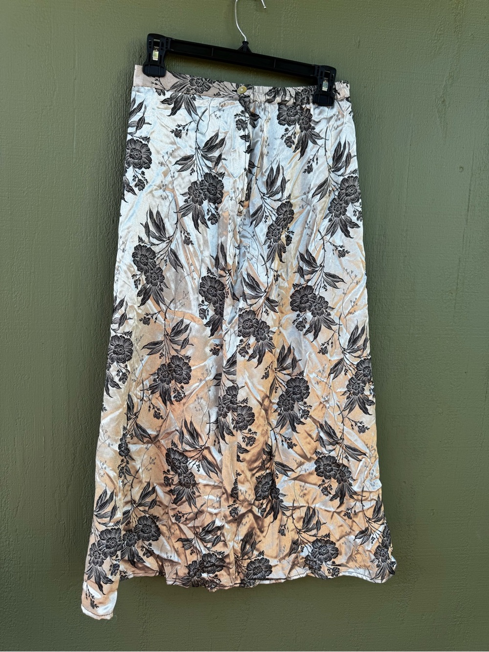 Studio Cream Maxi Skirt with Black Floral Print